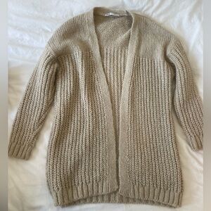 ZARA cream knitted fuzzy cardigan